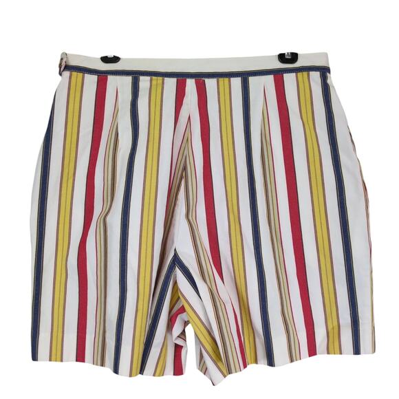 Vintage 90s Talbots Women's 16 Petite Striped High Waist Cotton Shorts Preppy - Picture 2 of 6